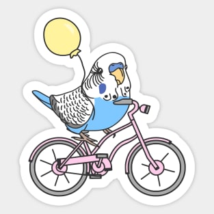 blue budgie on a bike Sticker